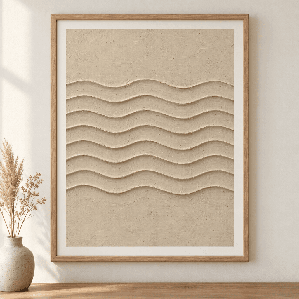Combed Waves Textured Wall Art, shown framed