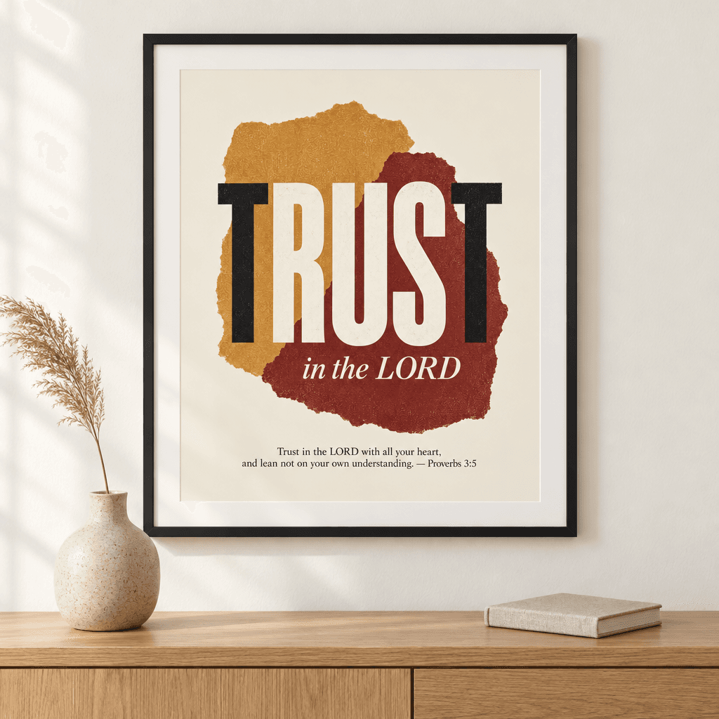 Trust in the Lord Scripture Wall Art, shown framed