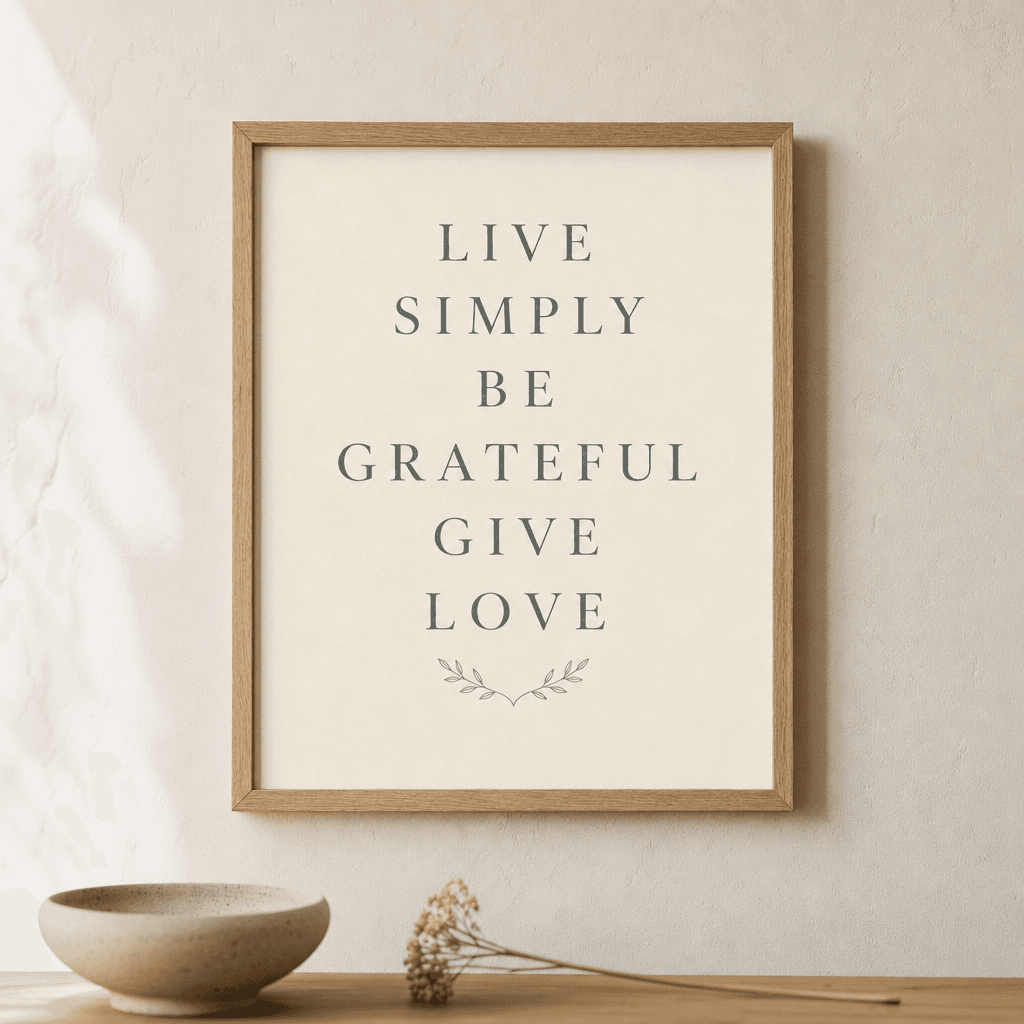 Live Simply Be Grateful Wall Art, shown framed