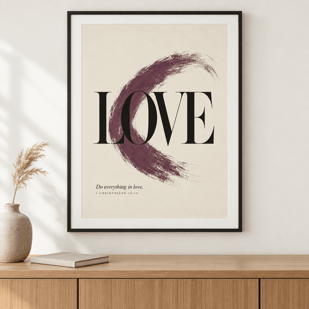 In Love Scripture Wall Art, shown framed
