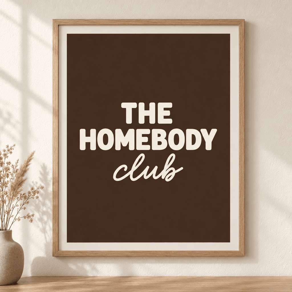 The Homebody Club Neutral Wall Art, shown framed