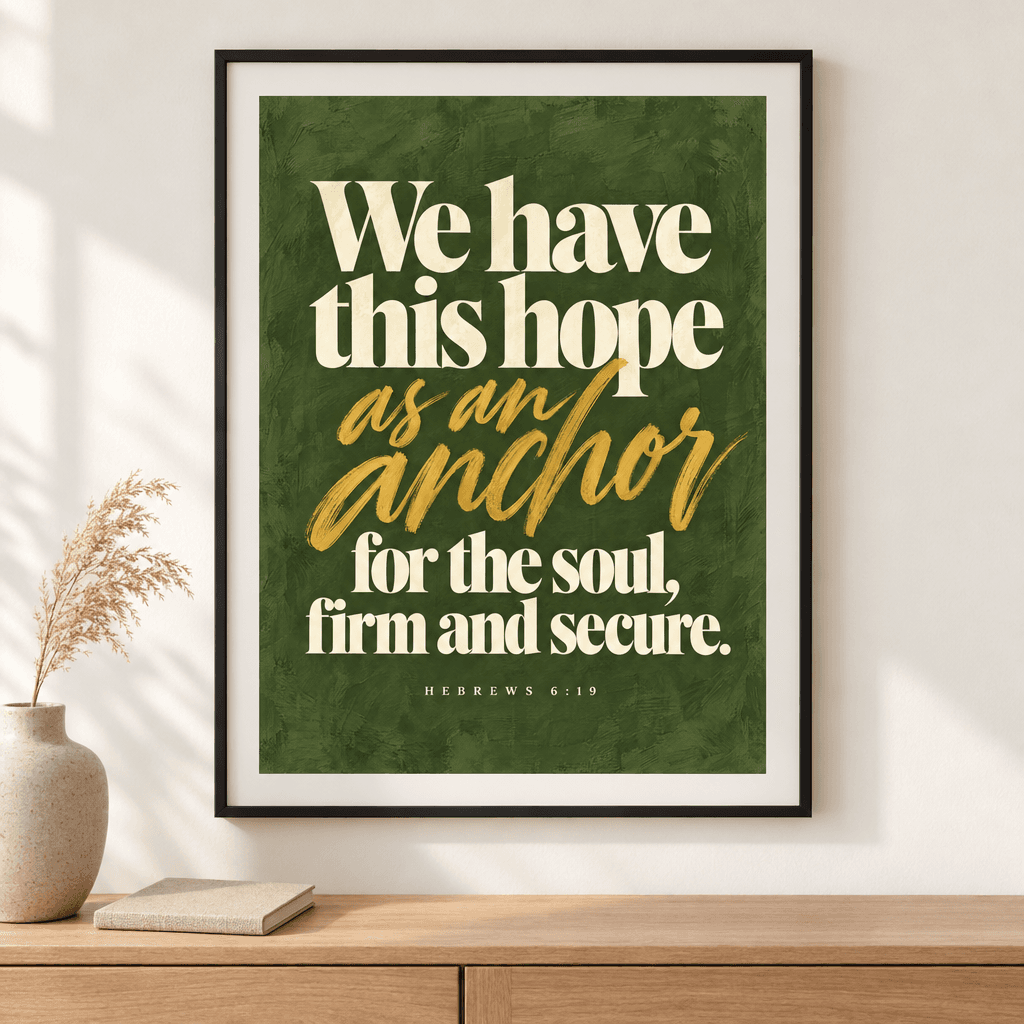 Anchor for the Soul Scripture Wall Art, shown framed