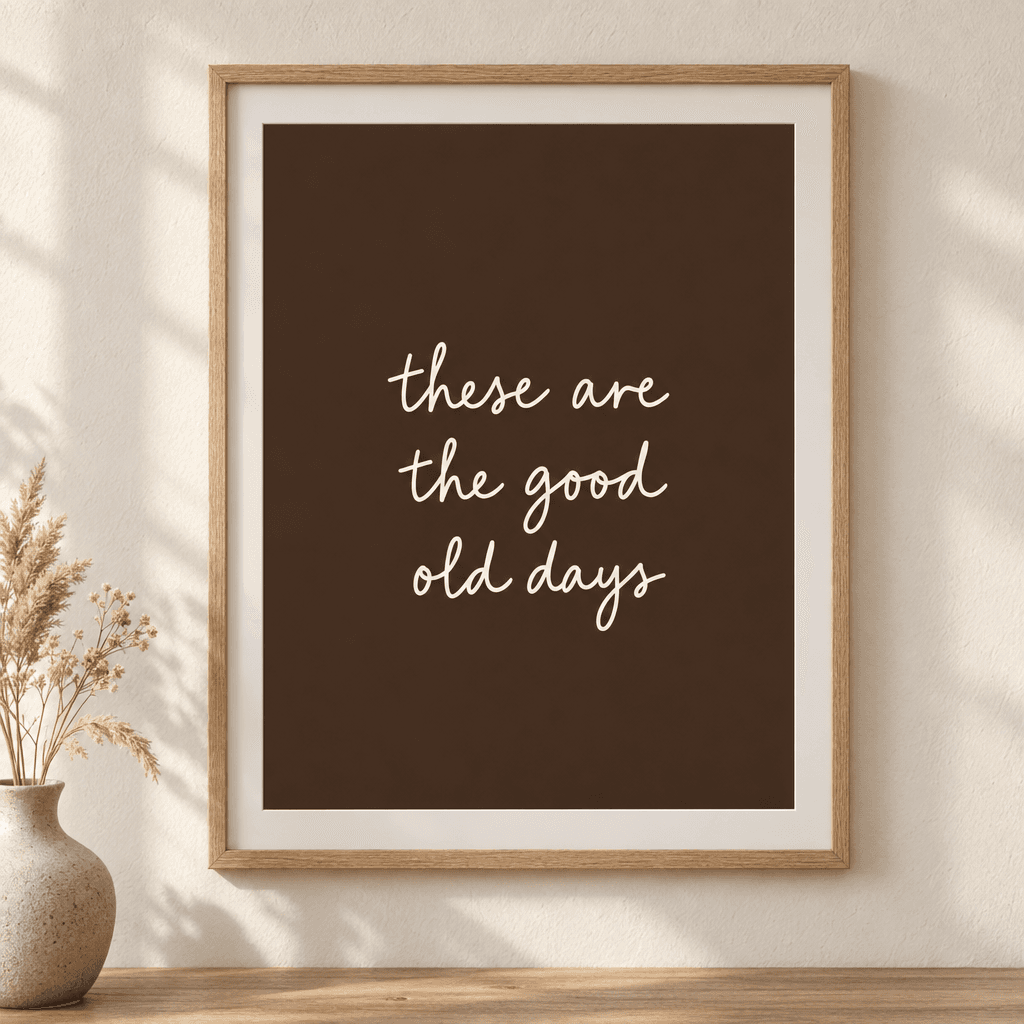 The Good Old Days Neutral Wall Art, shown framed