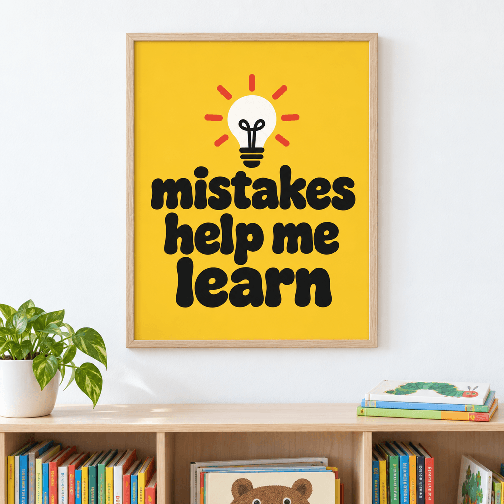 Mistakes Help Me Learn Classroom Decor, shown framed