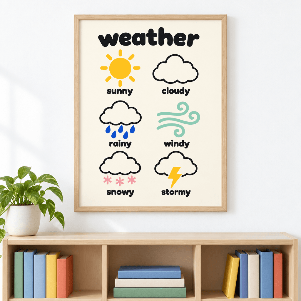 Weather Chart Classroom Decor, shown framed