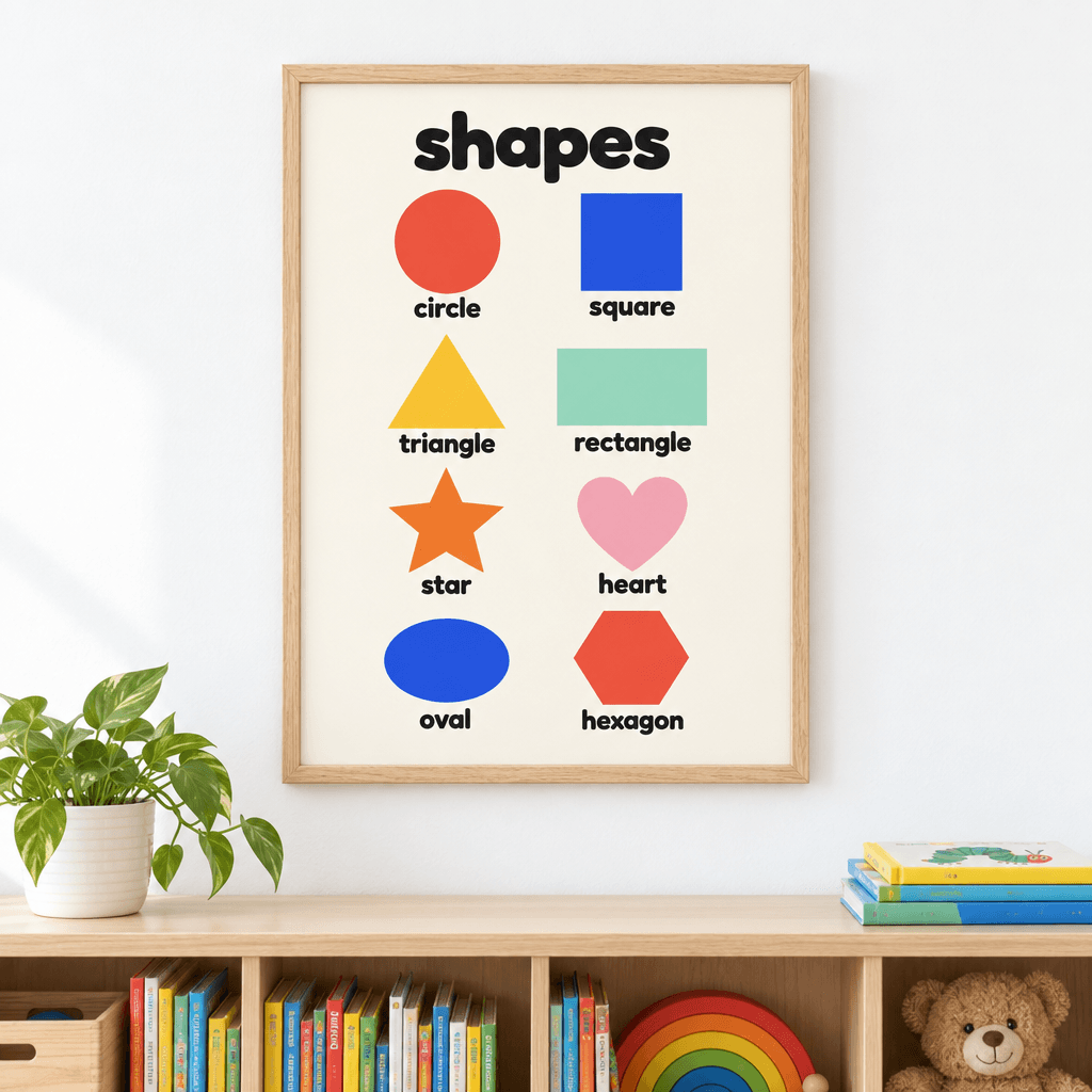 Shapes Chart Classroom Decor, shown framed