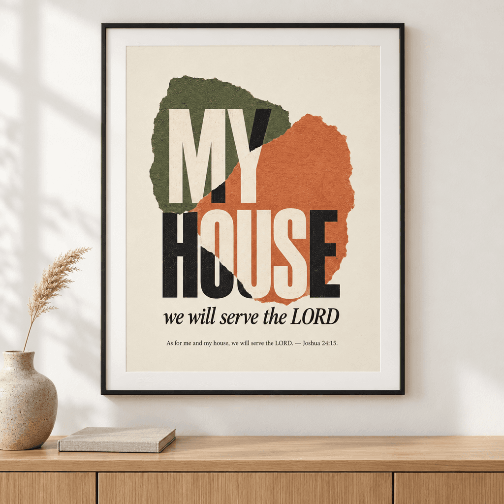 My House Scripture Wall Art, shown framed