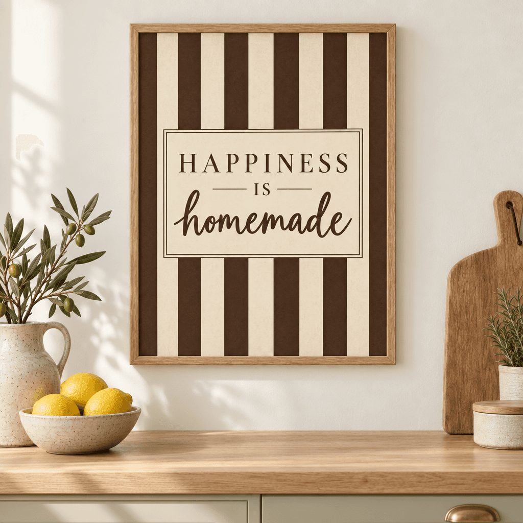 Happiness Is Homemade Kitchen Wall Art, shown framed