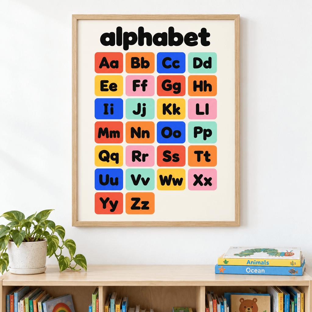 Alphabet Chart Classroom Decor, shown framed