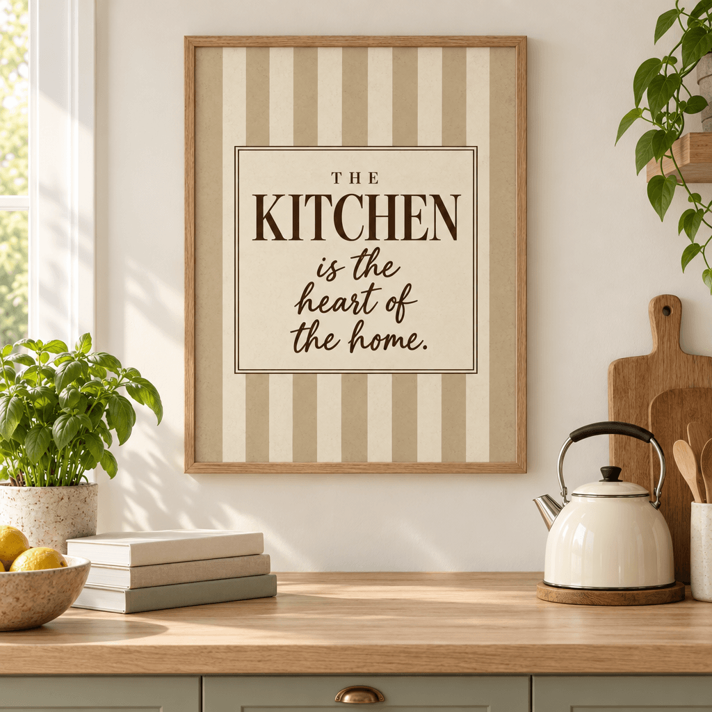 Heart of the Home Kitchen Wall Art, shown framed
