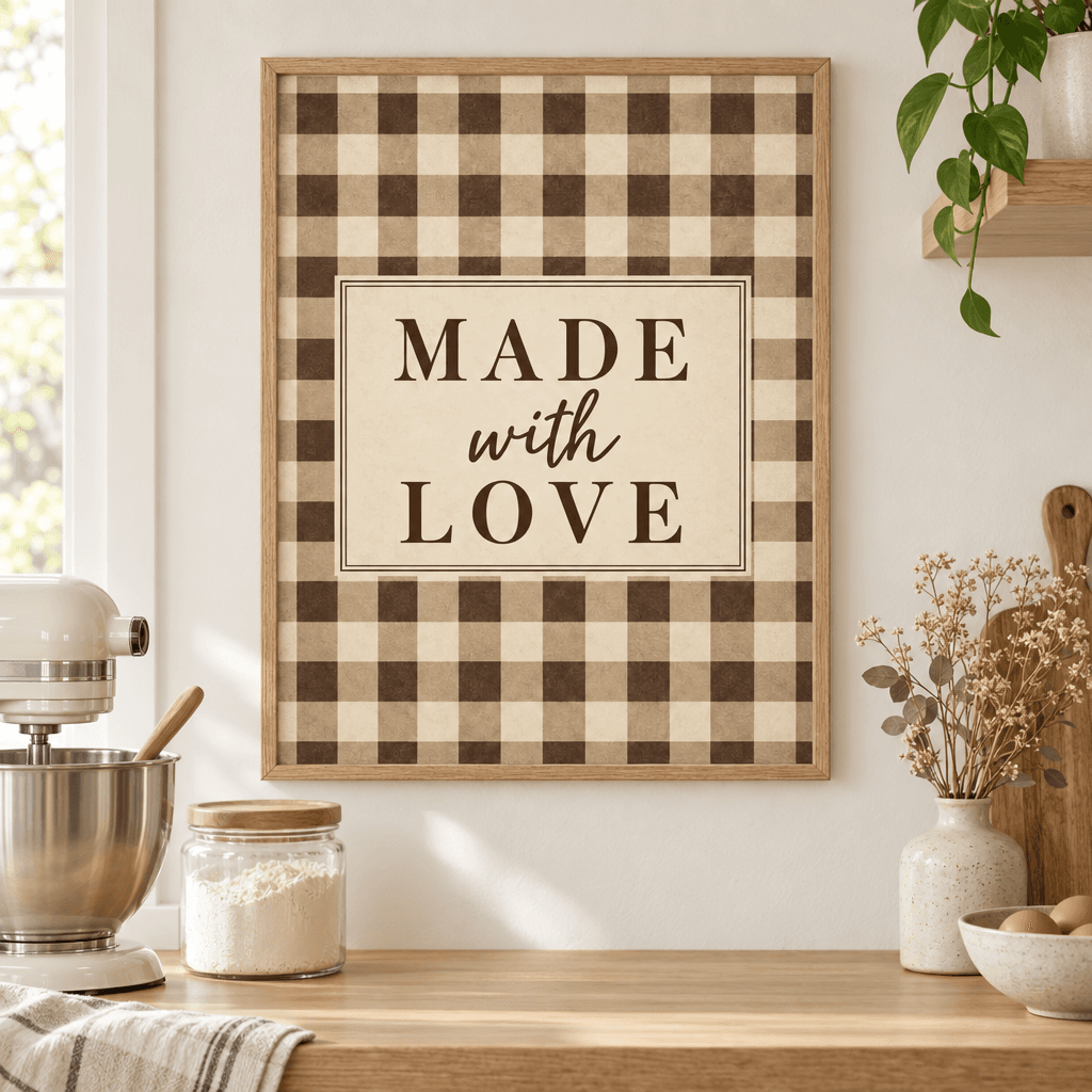 Made with Love Kitchen Wall Art, shown framed
