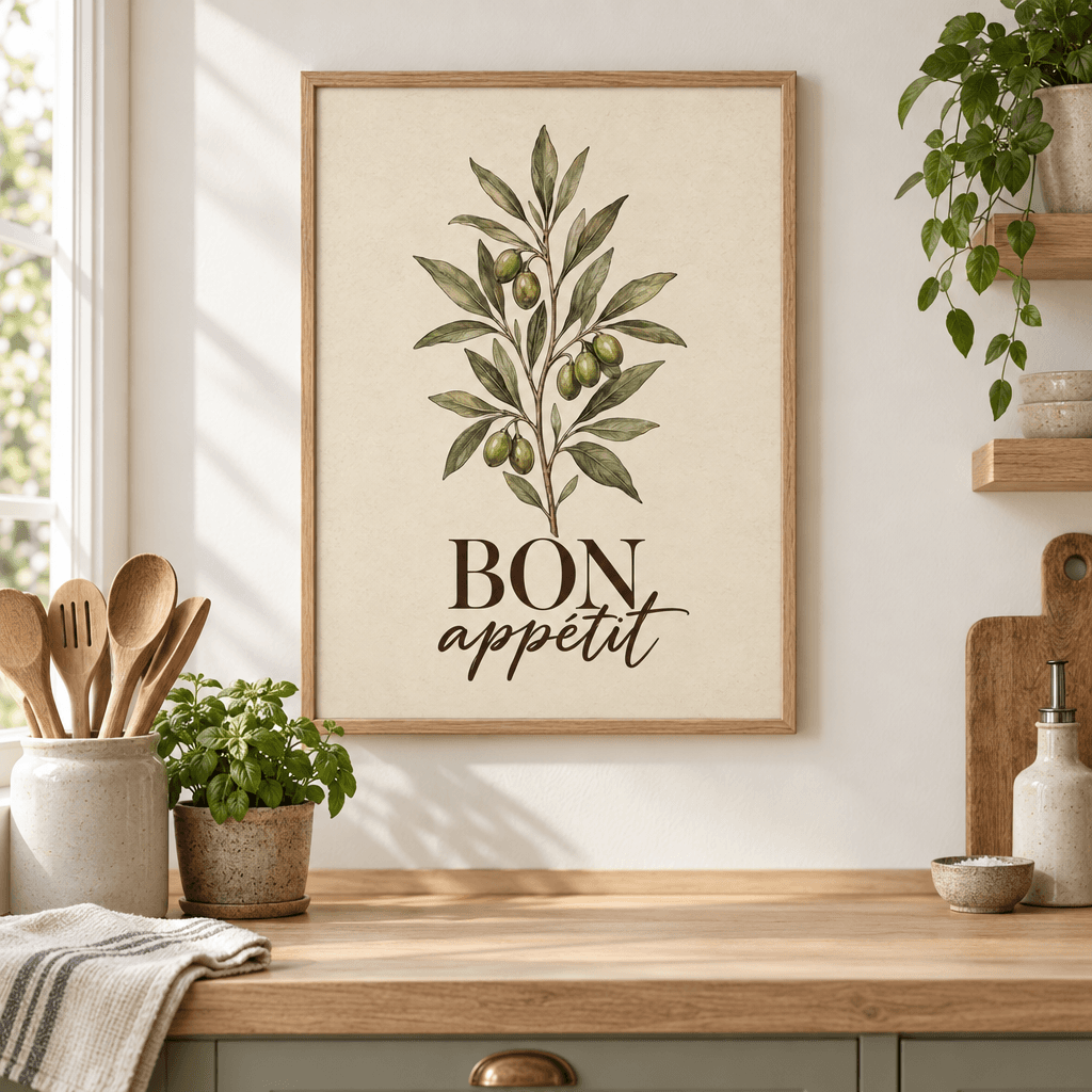 Bon Appétit Kitchen Wall Art, shown framed