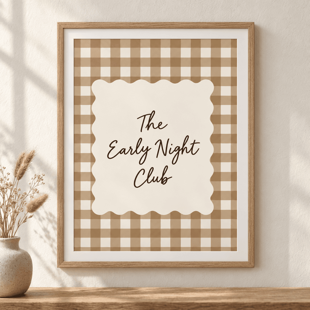 The Early Night Club Neutral Wall Art, shown framed