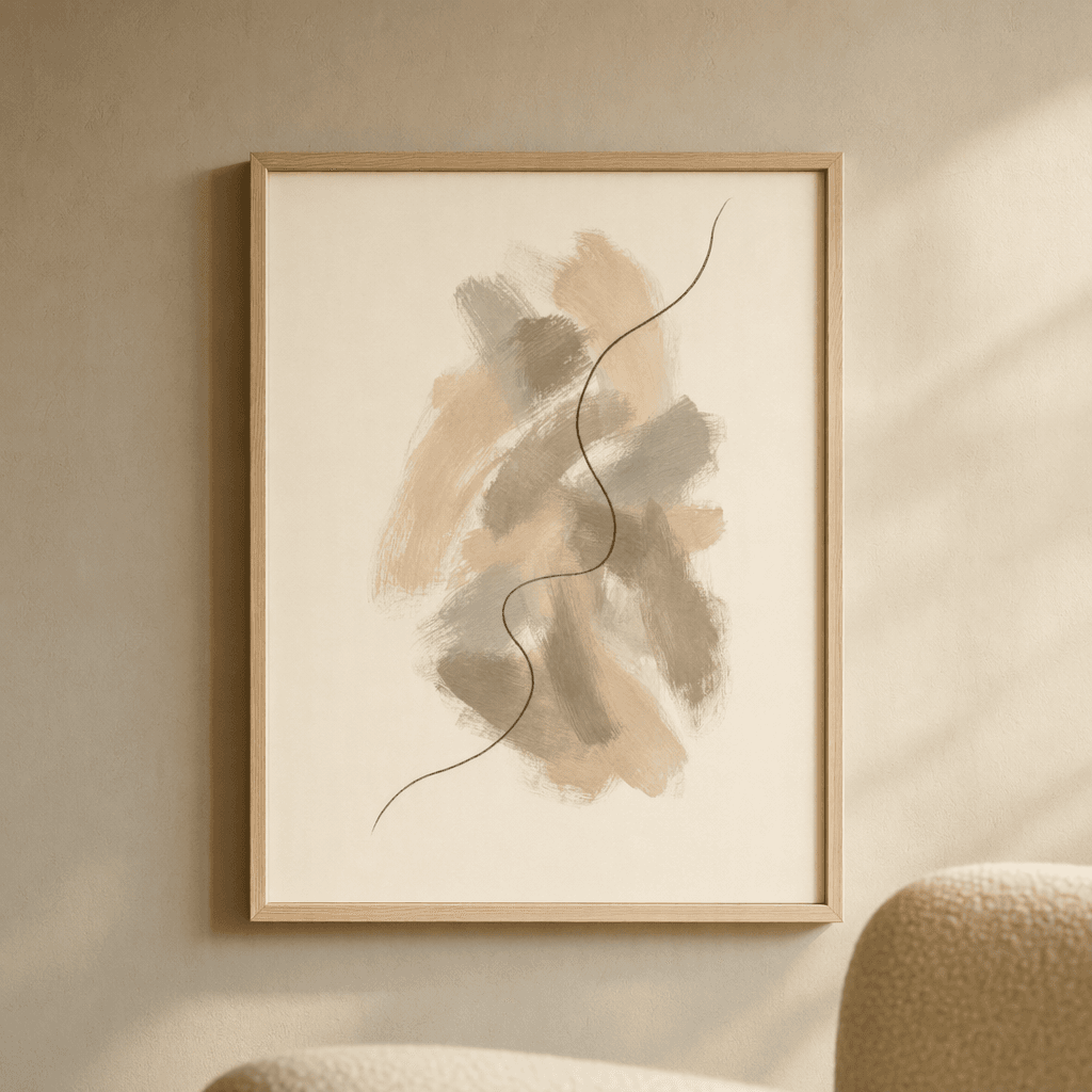 Soft Brushstroke Boho Wall Art, shown framed