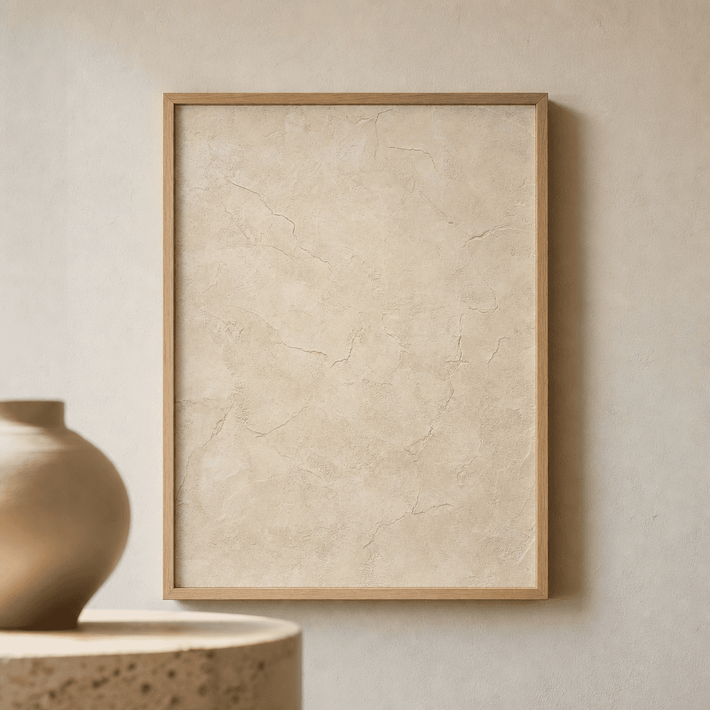 Plaster Texture Boho Wall Art, shown framed